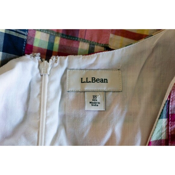 LL Bean Madras patchwork sleeveless midi dress preppy 18 reg item 294883 - Picture 3 of 7